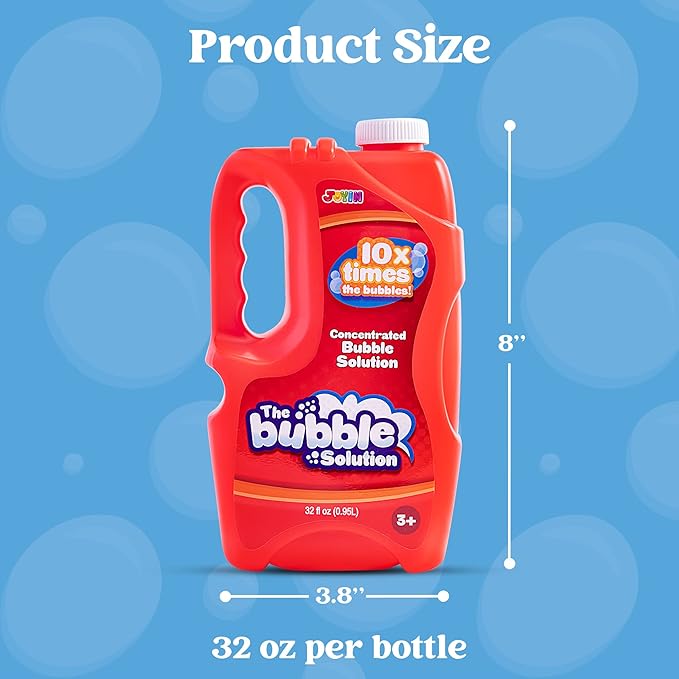 JOYIN 32 oz Bubble Solution Refills (Close to 1L/ 2.5 Gallon), Concentrated Solution for Bubble Machine, Wands, Blower, Easter (Red)-BubblyBeeBaby