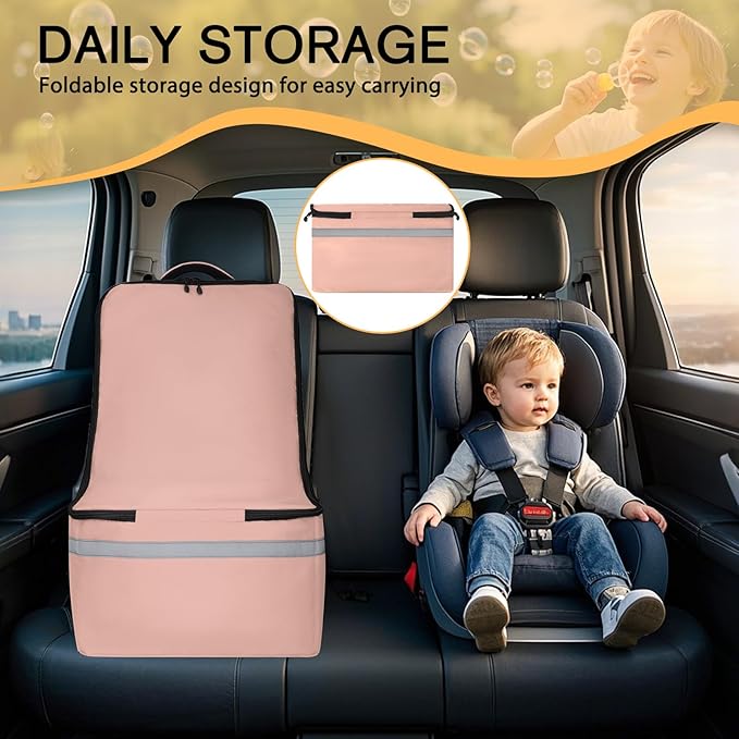 Car Seat Travel Bag for Airplane,Infant Seat Travel Bag with Shoulder Strap,Padded Car Seats Backpack with Reflective Stripes,Large Carseat Carrier Bag Travel Car Seat Cover,Flesh Pink-BubblyBeeBaby