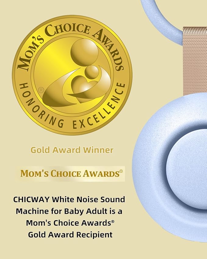 2025 Mom's Choice Awards, Portable Sound Machine for Baby Adult, AI Cry Detection, 18 Soothing Sound, Bluetooth Rechargeable White Noise Machine for Home Office Travel, Nursery Light, Blue-BubblyBeeBaby