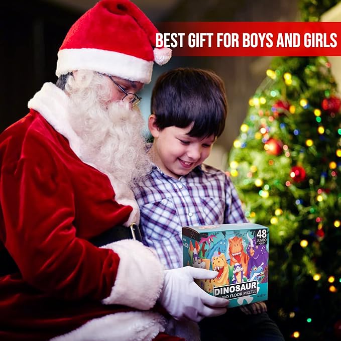 Jumbo Floor Puzzle for Kids Dinosaur Jigsaw Large Puzzles 48 Piece Ages 3-6 for Toddler Children Learning Preschool Educational Intellectual Development Toys 4-8 Years Old Easter Gift for Boy and Girl-BubblyBeeBaby