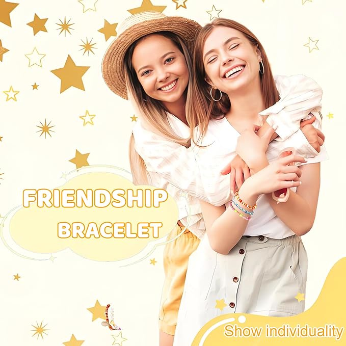 iumulinrui Friendship Bracelet Kit Concert Bracelets Merch, 5200 Pcs Clay Beads Bracelet Making Kit Tricolor Letter Bead, Jewelry Set with Pendant, DIY Craft Gifts Suitable for Beginners-BubblyBeeBaby