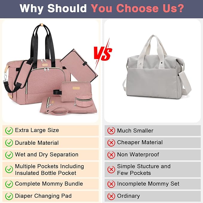 ITIEZY Diaper Bag Tote for Baby - Large Mommy Bag with Portable Changing Pad Pacifier Case, Hospital Bags Travel Baby Bag-BubblyBeeBaby