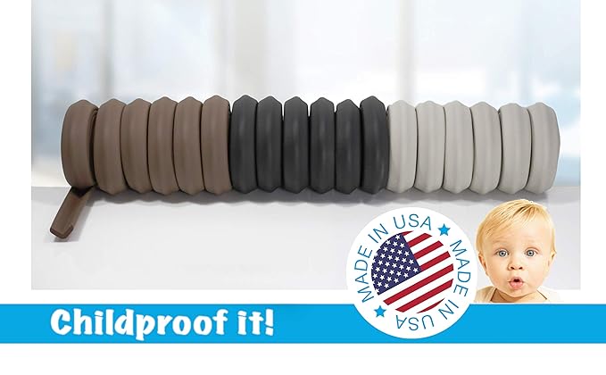 Kidkusion Baby Proof Edge Guards for Safety | Made in The USA | 18 Feet | Brown | Edge Protectors for Furniture, Tables, Fireplaces | Heavy Duty Tape Included-BubblyBeeBaby