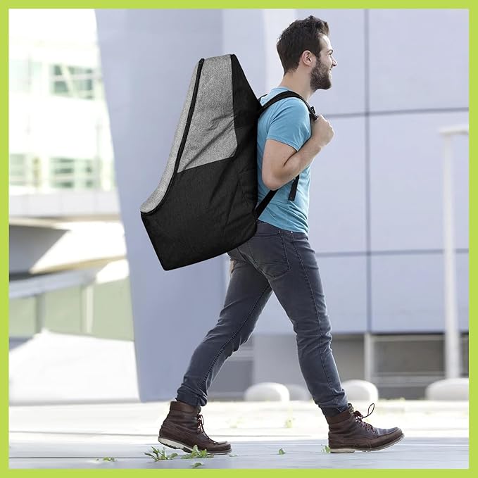 Padded Car Seat Travel Bag for Airplane, Heavy Duty Backpack for Air Travel, Water-Resistant Carrier with Shoulder Strap, Fits Most Car Seats (Grey+Black)-BubblyBeeBaby