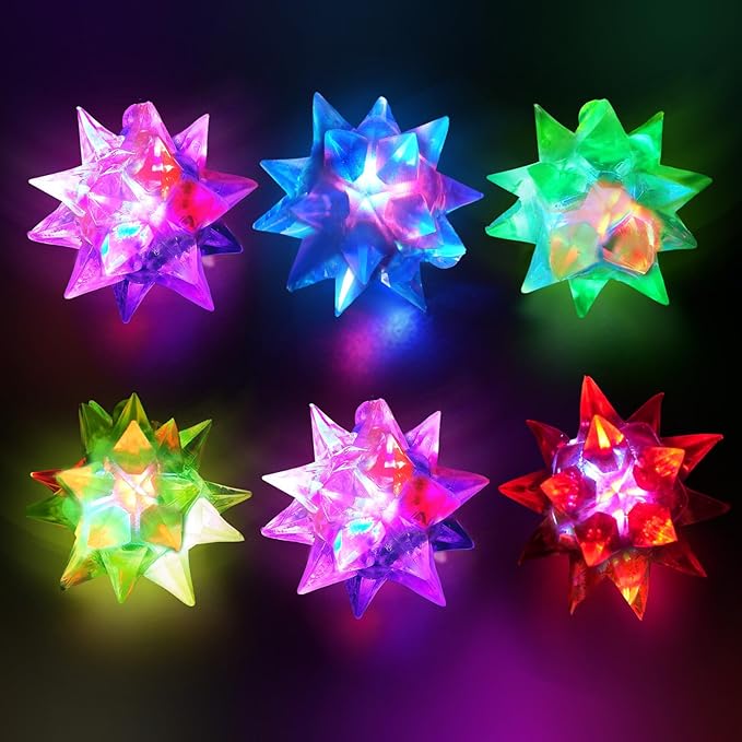 HONLYNE24 PCS Flashing Crystal Star Necklaces, Glow Necklaces Bulk Light up Party Favors, LED Glow in The Dark Necklaces for Kids Adults Birthday Glow Party Rave Halloween Goodie Bags Filler-BubblyBeeBaby