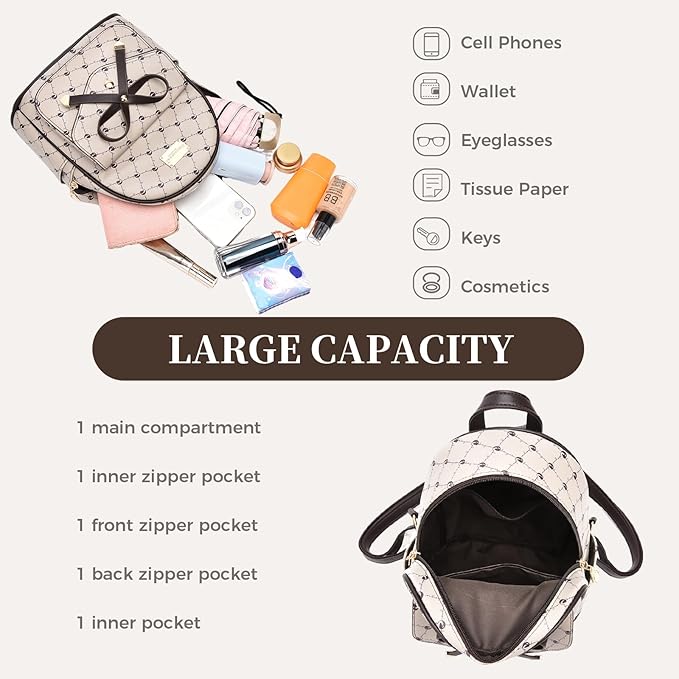 I IHAYNER Girls Bowknot Cute Leather Backpack Mini Backpack Purse for Women-BubblyBeeBaby