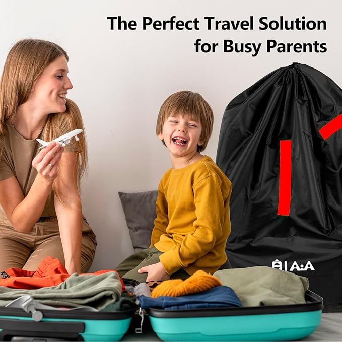 elaia Car Seat Travel Bag for Airplane, Waterproof Wearable with Straps, Large Capacity Padded Car Seat Check Bag, Perfect for Air Travel, Family Vacations, and Parents with Infants-BubblyBeeBaby