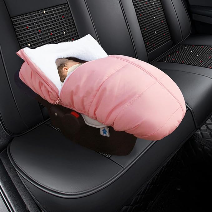 Fairy Baby Winter Car Seat Cover for Babies Carseat– Waterproof, Warm Car Seat Cover Baby – Universal Winter Cover for Back Seat, Infant Car Seat & Baby Carseat(Pink)-BubblyBeeBaby