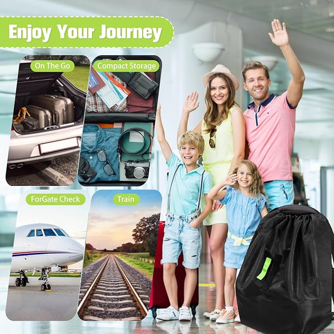 Car Seat Bags For Airplane Travel, Durable Carseat Cover For Air Travel Car Seat Travel Bag with Shoulder Straps and 2pcs Luggage Tags For Airplane-BubblyBeeBaby
