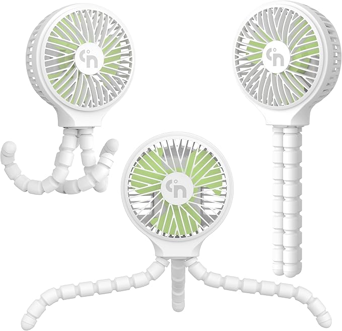 HomeLifairy Portable Stroller Fan, USB or Rechargeable Battery Operated with 3 Speeds and 360°Rotate, Cooling Clip On for Baby Crib Travel Car Seat White-BubblyBeeBaby