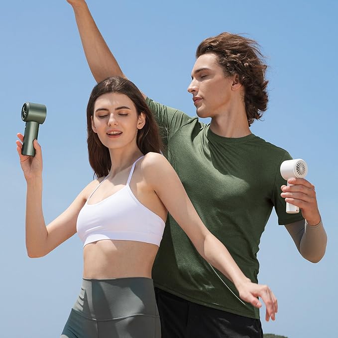 JISULIFE Portable Handheld Fan, Speed(1-100) Adjustable Turbo Mini and 3600mAh Battery Rechargeable Personal Fan, Digital Display, Gifts for Women Men Travel/Camping/Outdoor-White-BubblyBeeBaby