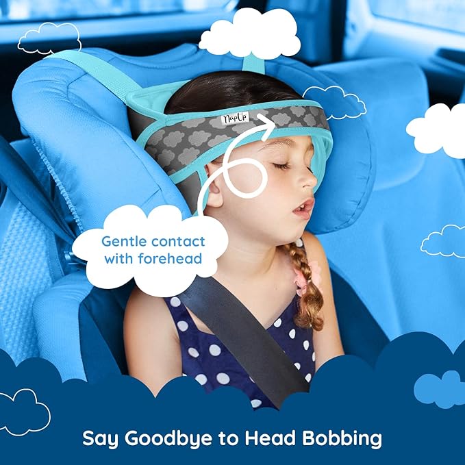 NAPUP Child Head Support for Car Seats – Safe, Comfortable Head & Neck Pillow Support Solution for Front Facing Car Seats and High Back Boosters – Baby Infant Toddler & Kids Travel Accessories (Teal)-BubblyBeeBaby