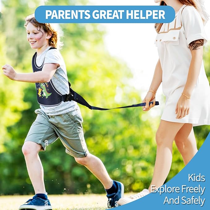 2025 New Safety Walking Harness for Big Kids (6-12yrs) with Autism Special Needs ADHD, Anti-Elopement Vest Harness with Grab Handle and Light Reflector, Adjustable Leash for Autistic, Active Child-BubblyBeeBaby