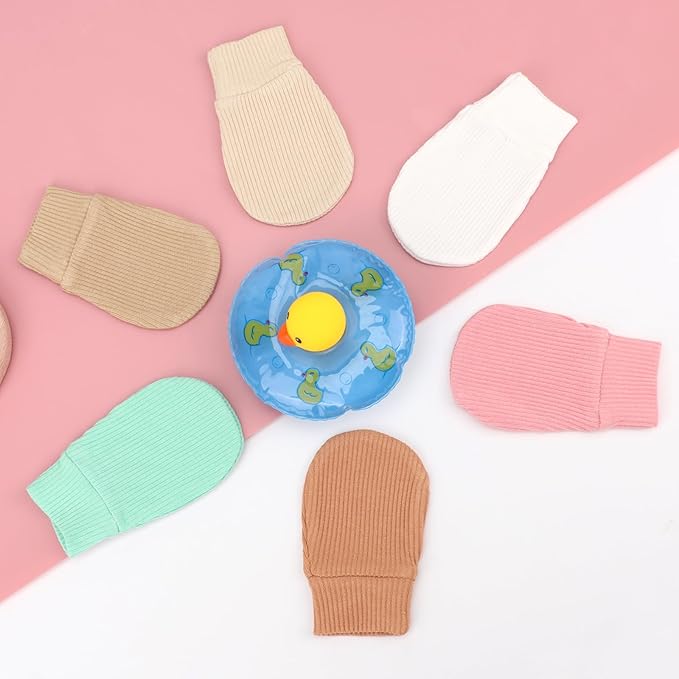 BQUBO 6 Pairs Newborn Baby Boys Girls Mittens 0-6 Months Unisex-Baby Infant Mittens Elastic No Scratch Wrist Gloves-BubblyBeeBaby