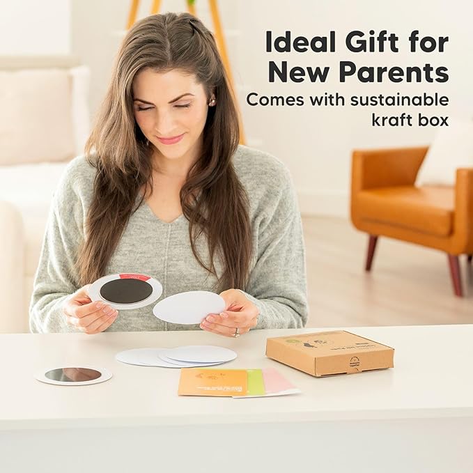 2-Pack Round Inkless Baby Hand and Footprint Kit - Mess Free Ink Pad for Newborn Keepsake, Dog Nose & Paw Print Kit, Clean Touch Ink Pad for Baby Hand & Footprints,Ideal New Mom Gifts (Jet Black)-BubblyBeeBaby