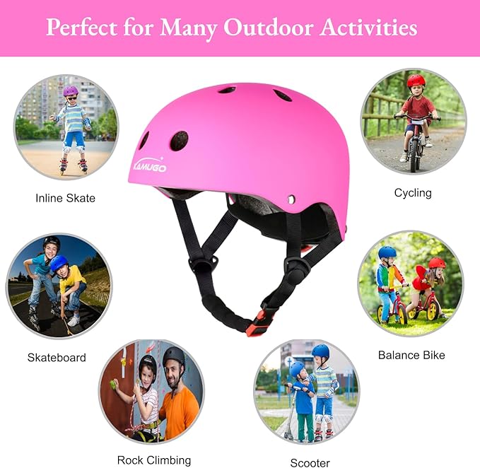 KAMUGO Kids Bike Helmet,Toddler Helmet Adjustable Kids Bicycle Helmet Girls Or Boys Ages 2-8/8-14 Years Old Multi-Sports for Cycling Skateboard Scooter-BubblyBeeBaby