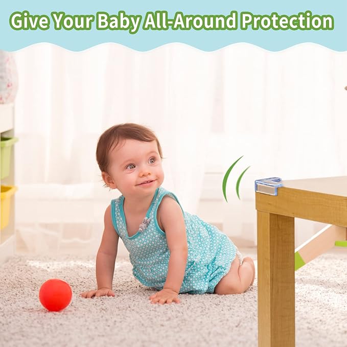 12 Pack Corner Protector for Baby: Baby Proofing Safety Corner Clear Furniture Tablet Corner Protection| Protectors Guards, Baby Proof Bumper & Cushion to Cover Sharp Furniture & Table Edges(L Shape)-BubblyBeeBaby