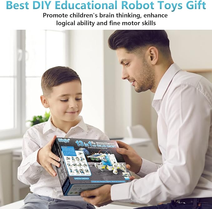 13-in-1 Solar Robot Toys for Ages 8 9 10 11 12 Year Old Boys Girls, STEM Science Kits for Kids Age 8-12, Building Experiments Robotics Kit STEM Projects for Kid Christmas Birthday Gifts (White)-BubblyBeeBaby