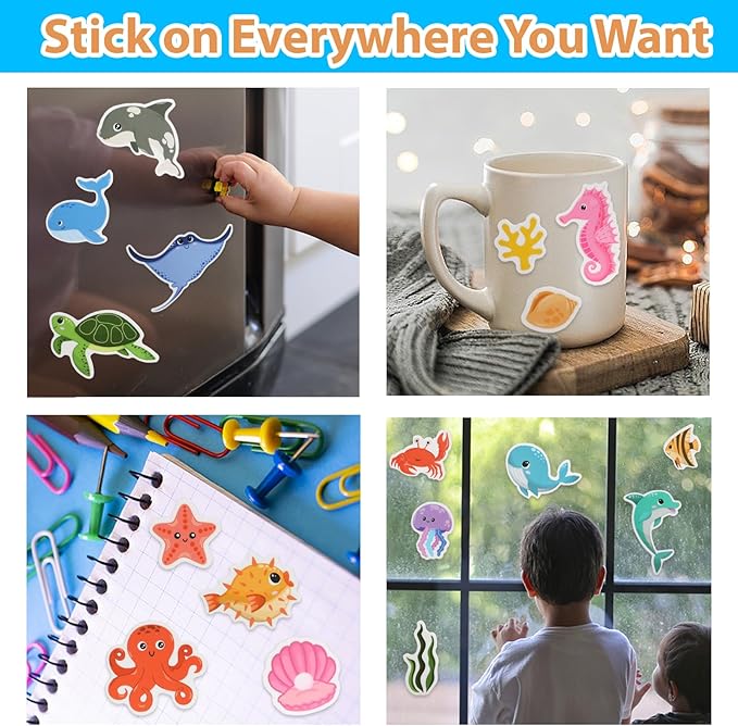 Jelly Sticker Books for Toddlers 2-4 Years, Under The Sea Stickers for Kids 1-3, Reusable Sticker Book for Toddler Plane Activities Travel Essentials (Under The Sea)-BubblyBeeBaby