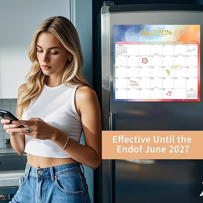 2025-2027 Magnetic Fridge Calendar 21 Monthly Magnetic Calendar for Refrigerator Planner Runs from October 2025 Until June 2027 Easy Organizing Markers Tearable (Colorful)-BubblyBeeBaby