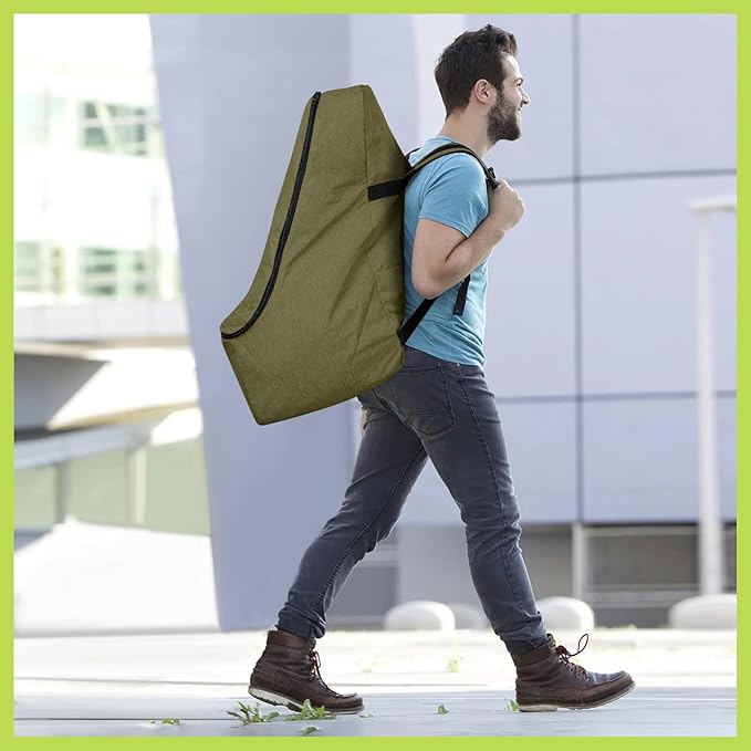 Padded Car Seat Travel Bag for Airplane, Heavy Duty Backpack for Air Travel, Water-Resistant Carrier with Shoulder Strap, Fits Most Car Seats (Green)-BubblyBeeBaby