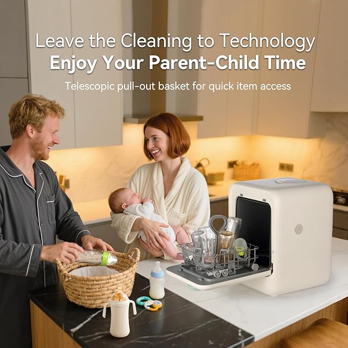 ICUIRE Baby Bottle Washer, Sterilizer & Dryer Pro, Newborn Essential for Parents One-Hand Operation, 4 Sterilize Modes for Baby Stuff, 3.2L Water Tank for Clean Bottles, Pump Part &Pacifiers, Baby Toy-BubblyBeeBaby