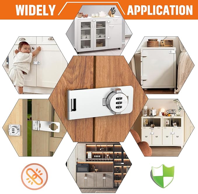 Keyless Cabinet Lock with Combination, Locker Code Lock with 3-Digit Combination, Security Door Lock for Drawers, Lockers, Bifold Doors, Small Doors, Closets, Refrigerators (Silver-1pc)-BubblyBeeBaby