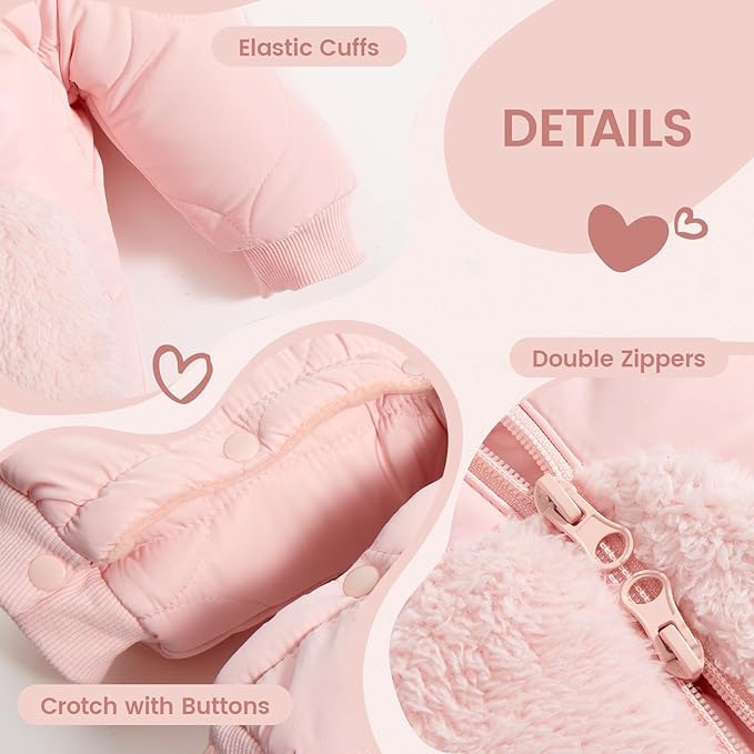 JiAmy Baby Snowsuit Newborn Winter Clothes Coat Romper Windproof Fleece Hat Zipper Baby Bear Outfit-BubblyBeeBaby