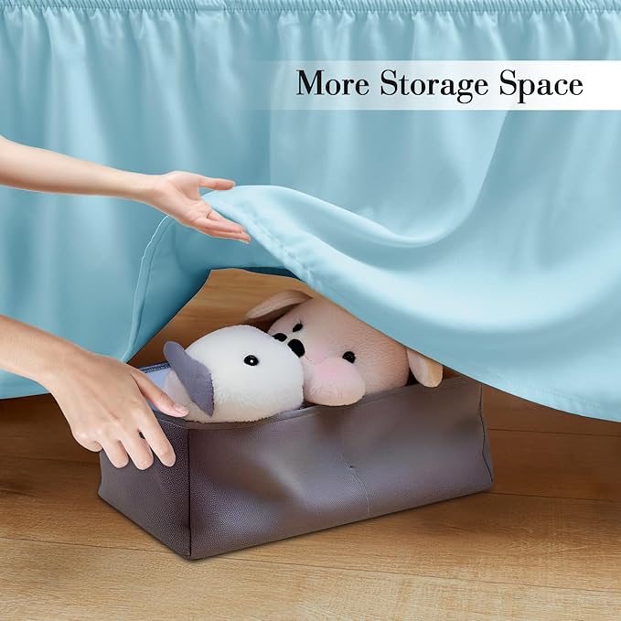 Horbaunal 2 Pack Crib Skirt & Crib Bed Sheet Set, Aqua Blue Crib Bed Skirt 28" x 52" with 14" Drop Dust Ruffle, Soft Microfiber Toddler Bedskirt Nursery Bedding Skirt for Baby Girls and Boys-BubblyBeeBaby