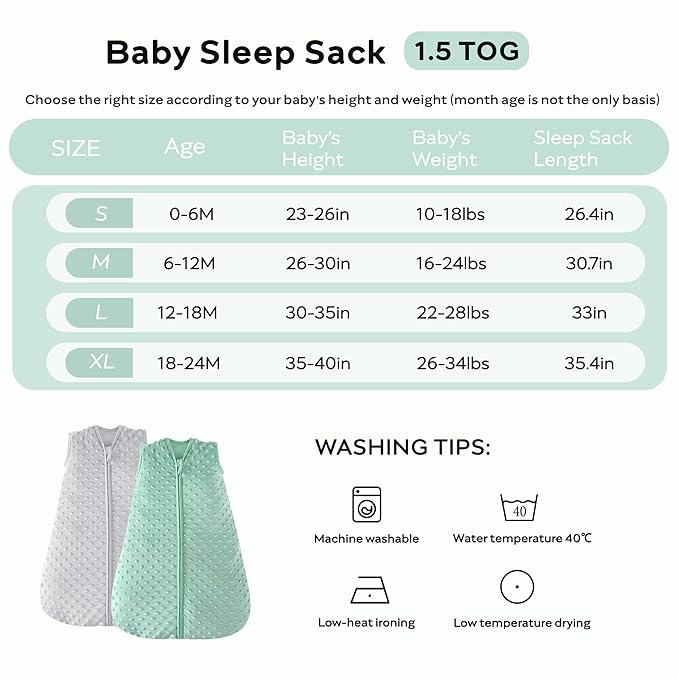 JELLYMONI Fleece Baby Sleep Sack 12-18 Months, 1.5 Tog Warm Winter Baby Wearable Blanket with Plush Dots and 2-Way Zipper, Cotton Toddler Sleep Sack-BubblyBeeBaby