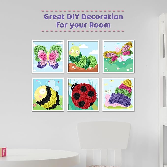 jackinthebox Poke Poke Art – Bugs Theme, Mess-Free Fabric Art and Craft, Flower Pressing Kits, Gift for Kids, Toys for Girls and Boys Ages 4 5 6 7 8-BubblyBeeBaby