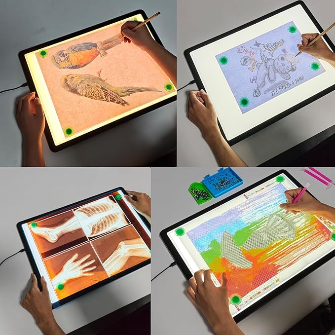 Elice Magnetic A3 Light Board with Bag for Diamond Painting, Tracing LED Light Box with Side Buttons, Super Bright Diamond Art Light Pad, Light Table for Drawing, Sketching, Weeding Vinyl - Black-BubblyBeeBaby