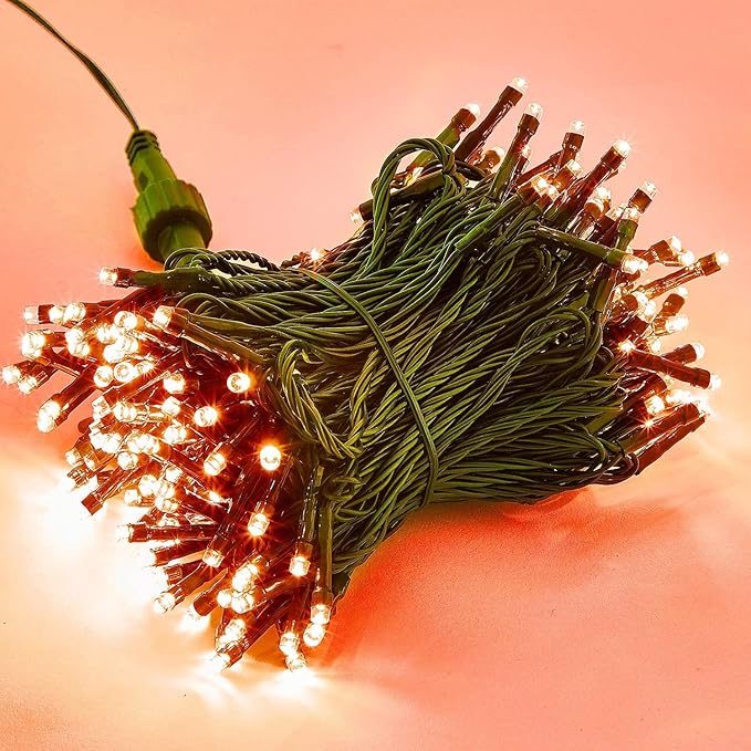 HOME LIGHTING 66FT 200 LED Halloween String Lights, Plug in Green Wire String Light, 8 Lighting Modes Waterproof Fairy Mini Lights for Indoor Outdoor Christmas Wedding Party Decorations (Orange)-BubblyBeeBaby