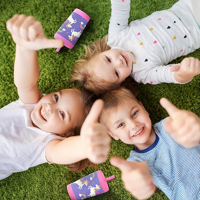 Kid Insulated Stainless Steel Tumbler with Silicone Straw, 12oz Sippy Cup for Kids (Unicorn)-BubblyBeeBaby