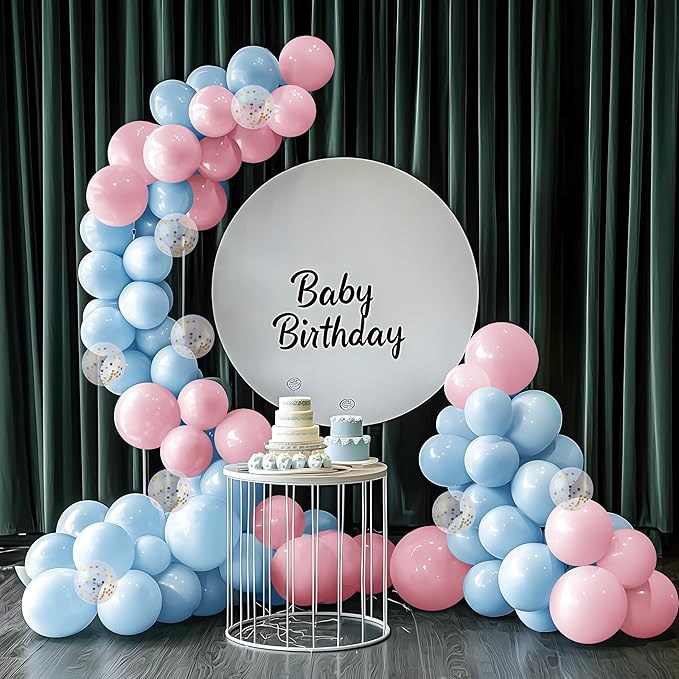 JOYIN 150 Pcs Pastel Blue Balloons, Different Sizes 18 12 10 5 Inch Pastel Blue Latex Balloon Arch Kit with Instruction for Birthday Party Graduation Wedding Holiday Decoration-BubblyBeeBaby