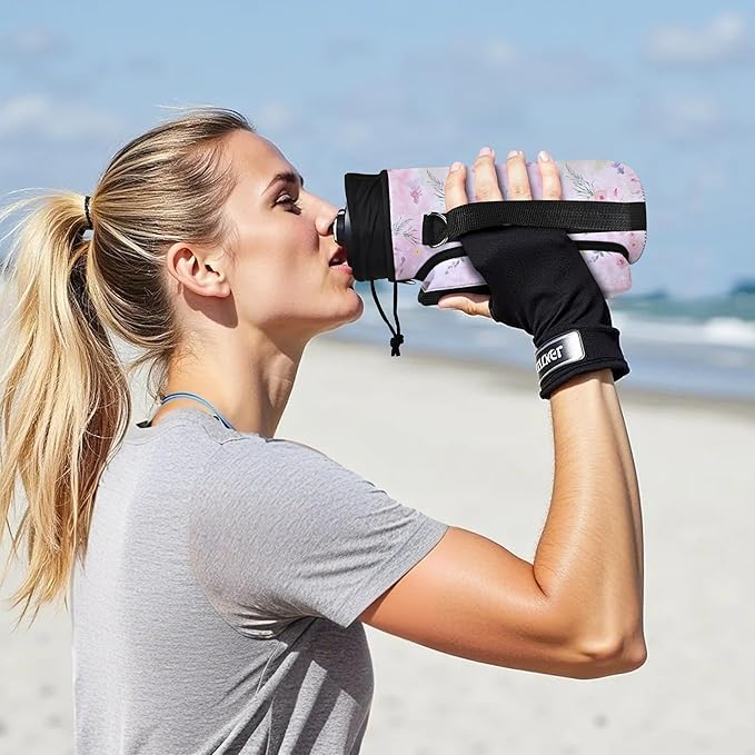 25/32/40/64oz Water Bottle Bag Holder Carrier-Insulated Crossbody Sling Case Sleeve with Strap & Pockets for Men Women Gym Cycling Travel Walking Hiking Camping-BubblyBeeBaby