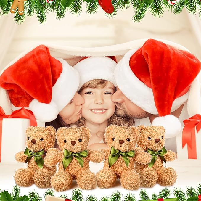 HyDren 12 Pack Bear Stuffed Animals 10 Inch Operation Christmas Bulk Items Small Bear Party Favors Plush Toys for Baby Shower Centerpiece Christmas Birthday Gifts(Light Brown)-BubblyBeeBaby