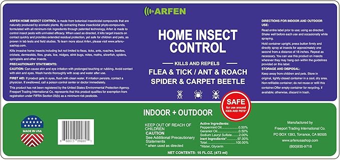 Home Insect Pest Control Spray 16oz – Kills & Repels Fleas, Ticks, Ants, Roaches, Spiders, Bed Bug and More on Contact with Peppermint Oil; Natural Safe and Effective Indoor & Outdoor Solution-BubblyBeeBaby