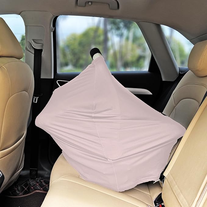 Breathable Car Seat Cover for Babies – Multi-Purpose Soft Rayon Nursing Cover for Breastfeeding, High Stretchy Infant Carseat Canopy, Stroller Cover (Smooth Rayon, Warm Natural)-BubblyBeeBaby
