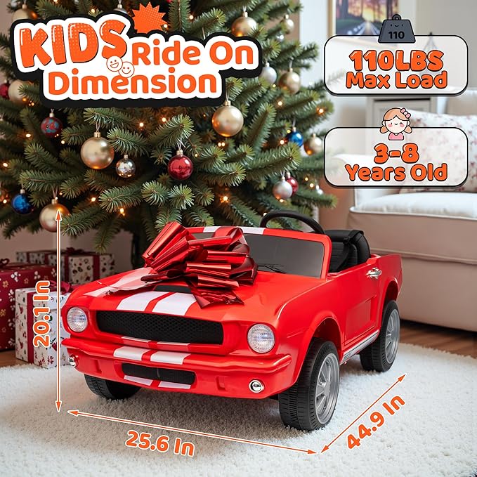 24V 2 Seater Ride on Toys, Licensed Shelby Cobra Kids Power Car Wheeler Ride On Toy w/ 2WD/4WD Switchable, Remote Control, 19" Spacious Seat, 4 Spring Suspension, Music, Bluetooth-BubblyBeeBaby