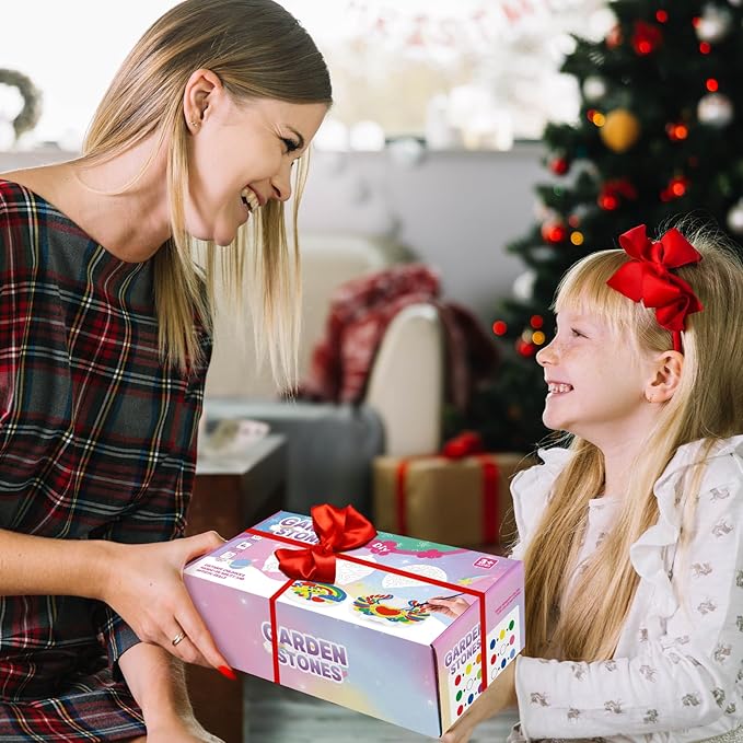 IFLOVE Paint Your Own Stepping Stones for Kids Craft Kits,Arts and Crafts for Kids Ages 4-8,5 Pack Painting Crafts for Girls Ages 8-12,Outdoor Toys Art Supplies Toddler Birthday Gift (Unicorn)-BubblyBeeBaby