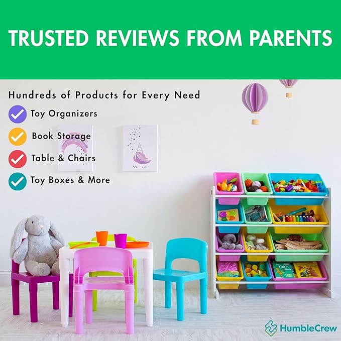 Humble Crew Kids' Toy Storage Organizer, White/Pastel (WO560P)-BubblyBeeBaby