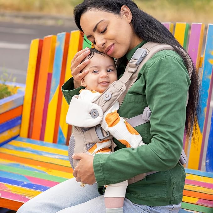 Joie Savvy Baby Carrier – Ergonomic, Adjustable Baby Carrier with 4 Carry Positions, Padded Shoulder Straps and Lumbar Support (Sandstone)-BubblyBeeBaby