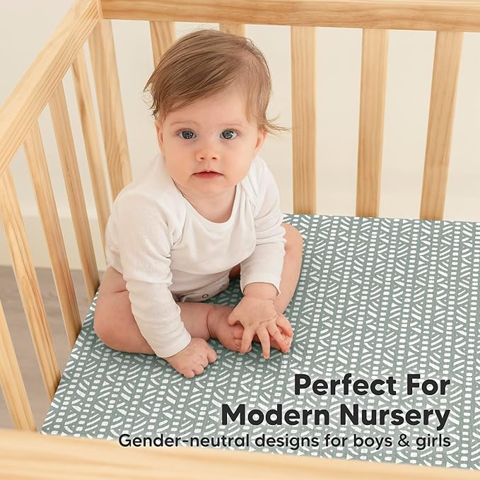 KeaBabies 2-Pack Muslin Crib Sheets for Boys, Girls - 100% Organic Cotton Fitted Baby Crib Mattress Sheet, Soft Breathable Standard Toddler Bed Cover Bedding Set, Neutral, Durable 52x28 (Nordic)-BubblyBeeBaby