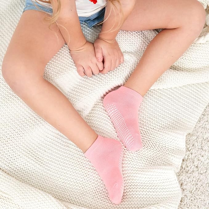 Zaples Baby Non Slip Grip Ankle Socks with Non Skid Soles for Infants Toddlers Kids Boys Girls-BubblyBeeBaby