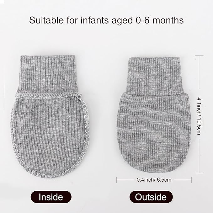 BQUBO 6 Pairs Newborn Baby Boys Girls Mittens 0-6 Months Unisex-Baby Infant Mittens Elastic No Scratch Wrist Gloves-BubblyBeeBaby