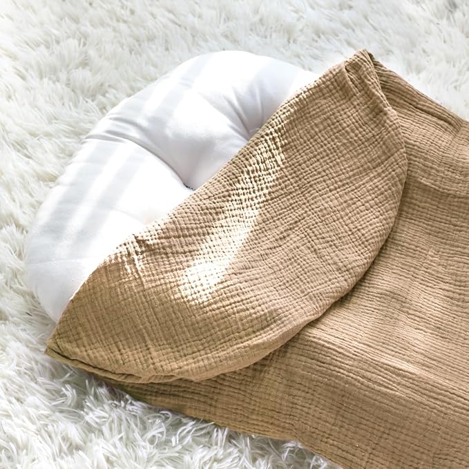 Hooyax Muslin Baby Lounger Cover 1 Pack, 100% Cotton Soft & Breathable Infant Lounger Covers Only for Newborn (Brown)-BubblyBeeBaby