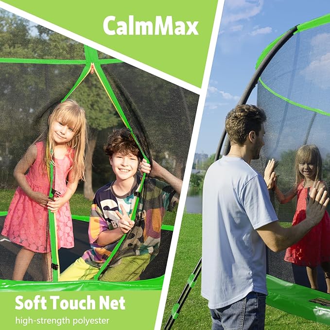 14FT 12FT 10FT 16FT Trampoline with Safety Enclosure, Anti-Rust Coating – ASTM Certified, Heavy-Duty Outdoor Trampoline with Ladder – for Kids & Adults-BubblyBeeBaby