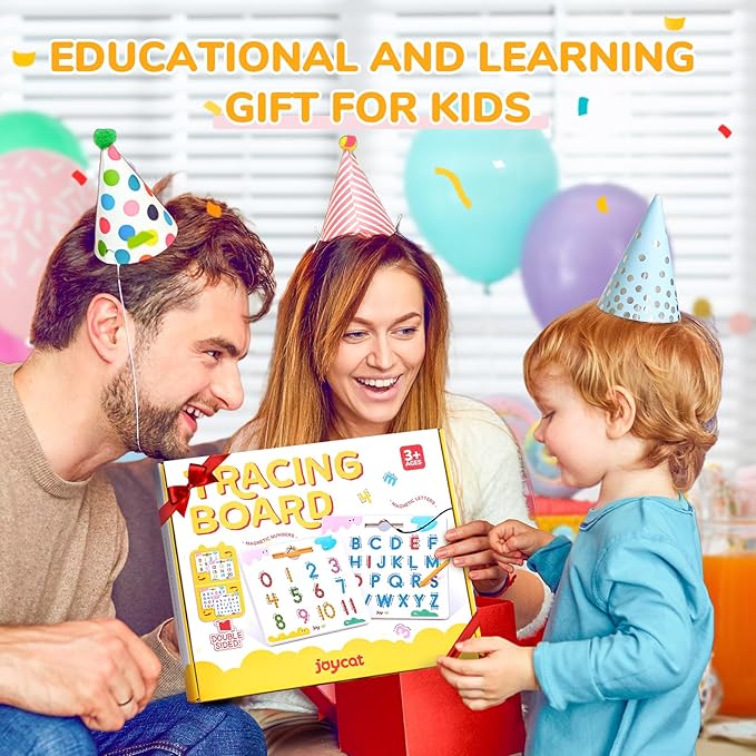 JoyCat Magnetic Letter and Number Tracing Board Set, Double Sided Alphabet & Numbers Board for Toddlers, ABC Uppercase & Lowercase Practice, Math Learning, Preschool Educational Gift Toys for Kids-BubblyBeeBaby