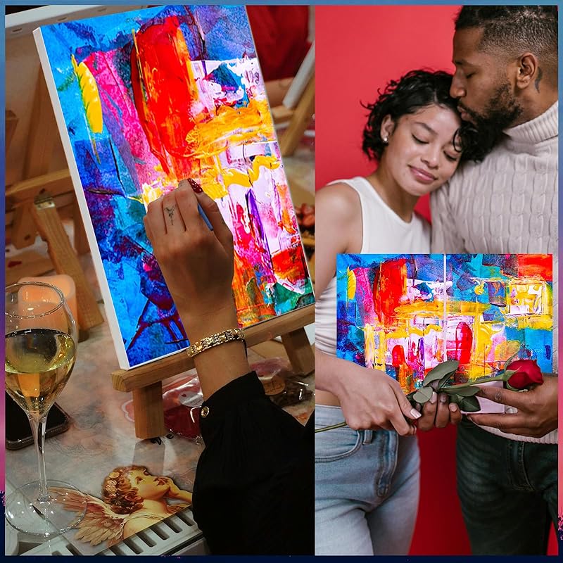 2 Pack Sip and Paint Kit for Adults Couples Painting Kit Stretch Canvas to Paint at Home Date Night Party Favor Supplies Art Painting Set Couples Activity Selfie 8x10 Canvas Painting Kit Valentines Day-BubblyBeeBaby